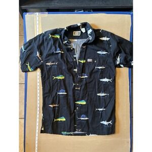 GPS Global Tracking Vintage Fishing Casual Button Dress Shirt Men's Size Medium